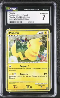 CGC 7 Pikachu 2010 French Pikachu World Collection Holo Pokemon Card - Image 1