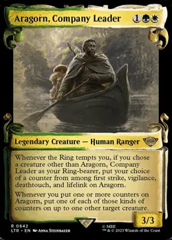 MTG Aragorn, Company Leader - Foil - Showcase Scrolls, The Lord of the Rings: Ta - Image 1
