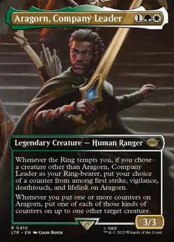1x - Aragorn, Company Leader - Borderless #410 - Lord of the Rings - NM MTG - Image 1