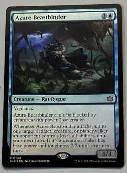 MTG Bloomburrow Azure Beastbinder Creature - Rat Rogue RARE FOIL #0041 - Image 1