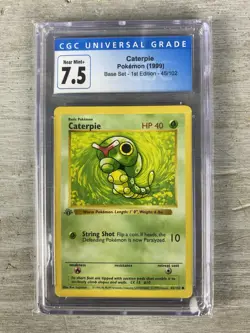 1999 1st Edition Caterpie Shadowless Base Set 45/102 (CGC 7.5 NM) Pokemon Card. - Image 1