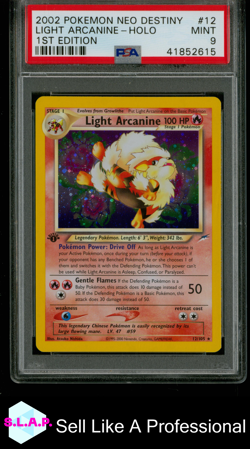 LIGHT ARCANINE-HOLO 1ST EDITION POKEMON NEO DESTINY 2002 12 PSA 9 - Image 1