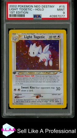 LIGHT TOGETIC-HOLO 1ST EDITION POKEMON NEO DESTINY 2002 15 PSA 9 - Image 1