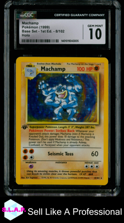 MACHAMP BASE SET - 1ST EDITION HOLO 8/102 POKEMON CGC 10 - Image 1