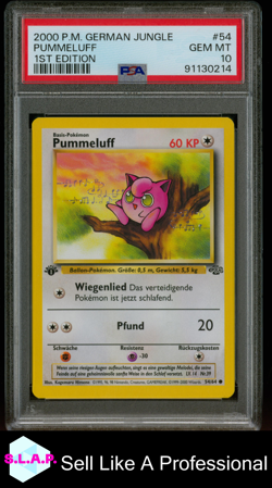 PUMMELUFF 1ST EDITION POKEMON GERMAN JUNGLE 2000 54 PSA 10 - Image 1