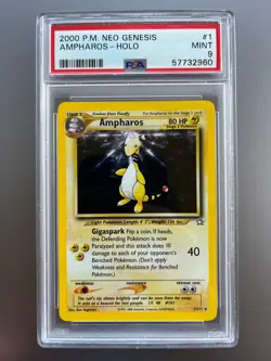 PSA 9 Ampharos #1 Neo Genesis Holo Rare Pokemon 2000 Mint - Image 1