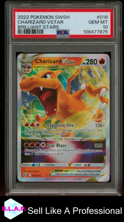 CHARIZARD VSTAR BRILLIANT STARS POKEMON SWSH BRILLIANT STARS 2022 018 PSA 10 - Image 1