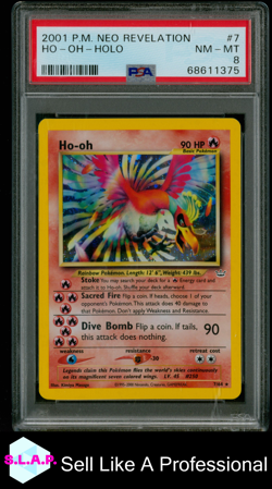 HO-OH-HOLO POKEMON NEO REVELATION 2001 7 PSA 8 - Image 1