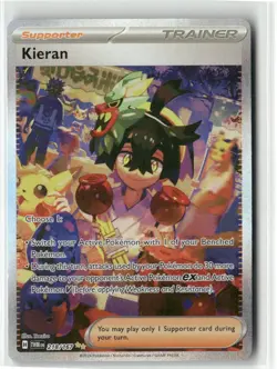 POKEMON TWILIGHT MASQUERADE KIERAN SPECIAL ILLUSTRATION RARE 218/167 TCG HOLO - Image 1