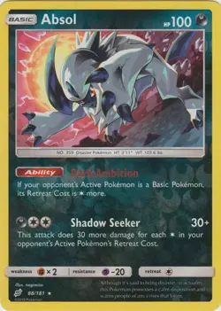 Lightly Played Absol - 88/181 - Holo Rare - Reverse Holo Pokemon Team Up - Image 1