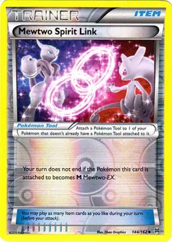 Moderately Played Mewtwo Spirit Link - 144/162 - Uncommon - Reverse Holo Pokemon - Image 1