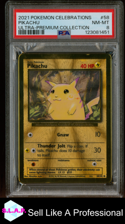 PIKACHU ULTRA-PREMIUM COLL POKEMON CELEBRATIONS ULTRA-PREMIUM COLL 2021 58 PSA 8 - Image 1