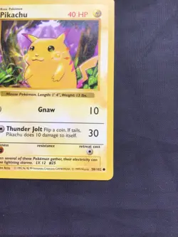 Pokemon Cards: Base Set 1st Edition Common: Yellow Cheek Pikachu 58/102 - Image 4