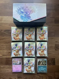 Pokemon 7 Prismatic Evolutions Card Sleeves & ETB Box Total 520 Sleeves - Image 1