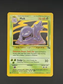 Pokemon Muk TCG Fossil Card 13/62 Holo Unlimited Rare - Image 1