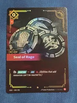 Riftbound TCG League Of Legends Origins Epic Seal of Rage 040/298 NM Card - Image 1