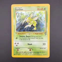 Scyther Holo Rare Base Set 2 17/130 Pokemon Card WOTC Vintage 1999 MP - Image 1