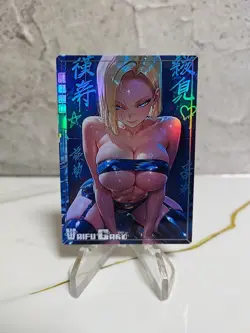 Android 18 Trading Card Waifu Goddess Story Anime Girl holo Karte Manga Full Art - Image 1