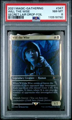 2021 MTG SECRET LAIR DROP FOIL #347 WILL THE WISE PSA 8 - Image 1