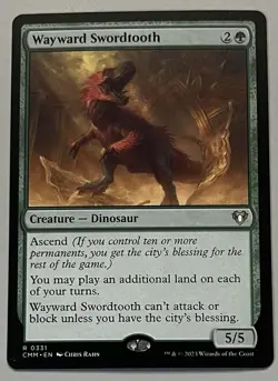 MTG Commander Masters Wayward Swordtooth Creature - Dinosaur RARE REGULAR #0331 - Image 1