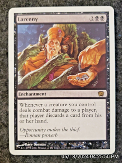 MTG Larceny Eighth Edition 139 Regular Rare NM (DS3D1G1) - Image 1