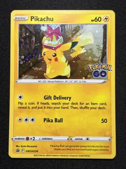 PIKACHU SWSH234 Black Star Promo Cosmic Holo Pokemon GO TCG LP - Image 1