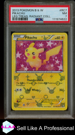 PIKACHU LEG.TREAS. RADIANT COLL. POKEMON BLCK & WHITE 2013 RC7 PSA 7 - Image 1