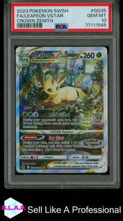 FA/LEAFEON VSTAR CROWN ZENITH POKEMON SWSH CROWN ZENITH 2023 GG35 PSA 10 - Image 1