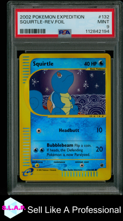 SQUIRTLE-REV.FOIL POKEMON EXPEDITION 2002 132 PSA 9 - Image 1