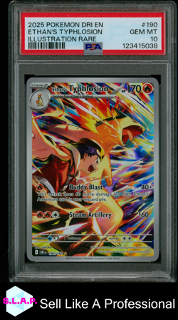 ETHAN'S TYPHLOSION ILL RARE POKEMON DRI EN-DESTINED RIVALS 2025 190 PSA 10 - Image 1