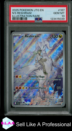 N'S RESHIRAM ILLUSTRATION RARE POKEMON JTG EN-JOURNEY TOGETHER 2025 167 PSA 10 - Image 1