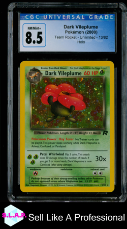DARK VILEPLUME TEAM ROCKET - UNLIMITED HOLO 13/82 POKEMON CGC 8 - Image 1