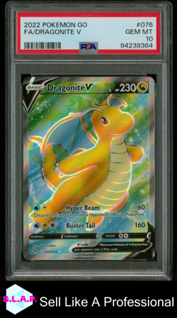 FA/DRAGONITE V POKEMON GO 2022 076 PSA 10 - Image 1