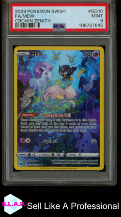 FA/MEW CROWN ZENITH POKEMON SWORD AND SHIELD CROWN ZENITH 2023 GG10 PSA 9 - Image 1