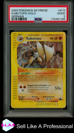 KABUTOPS-HOLO GERMAN POKEMON SKYRIDGE 2003 H13 PSA 2 - Image 1