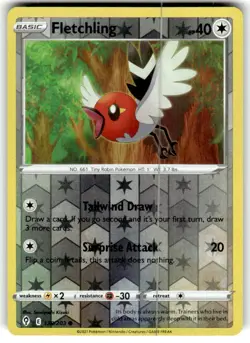 FLETCHLING 138/203 EVOLVING SKIES POKEMON (REVERSE HOLO, NM) - Image 1