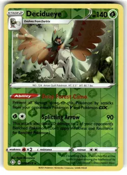 DECIDUEYE 008/072 SHINING FATES POKEMON (REVERSE HOLO, NM) - Image 1