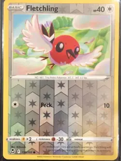 Fletchling - 150/195 Silver Tempest Reverse Holo Common Pokemon - NM/MINT - Image 1