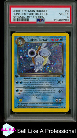 DUNKLES TURTOK-HOLO GERMAN-1ST EDITION POKEMON ROCKET 2000 3 PSA 4 - Image 1