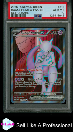 ROCKET'S MEWTWO EX ULTRA RARE POKEMON DRI EN-DESTINED RIVALS 2025 213 PSA 10 - Image 1