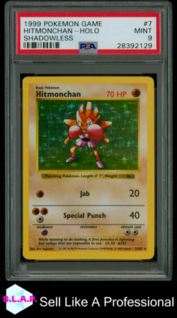 HITMONCHAN-HOLO SHADOWLESS POKEMON GAME 1999 7 PSA 9 - Image 1