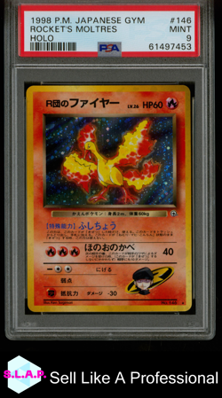 ROCKET'S MOLTRES POKEMON TCG 146 1998 LEADERS' STADIUM POP 1312 JAPANISCH PSA 9 - Image 1