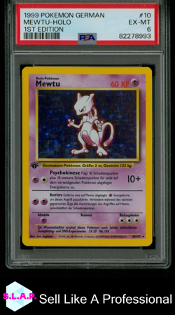 MEWTU-HOLO 1ST EDITION POKEMON GERMAN 1999 10 PSA 6 - Image 1