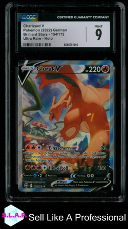 CHARIZARD V BRILLIANT STARS ULTRA RARE HOLO 154/172 POKEMON CGC 9 - Image 1