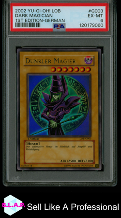 DARK MAGICIAN 1ST EDITION-GER YU-GI-OH! LOB 2002 G003 PSA 6 - Image 1