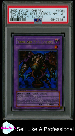 THOUSAND-EYES RSTRCT. 1ST EDITION-EUROPE YU-GI-OH! PSV 2002 E084 PSA 8 - Image 1