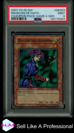 MAGICIAN OF FAITH CHAMPION PACK: GAME 2-GER. YU-GI-OH! 2007 DE003 PSA 9 - Image 1