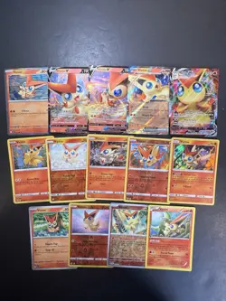 Pokemon VICTINI V Ex VMax Card Collection - 14 Cards Holo Reverse Vintage Lot - Image 1