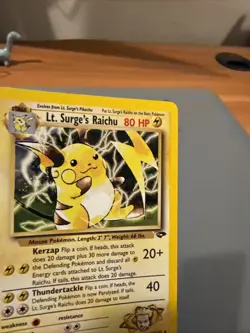 Pokemon TCG Lt. Surge's Raichu Holo Unlimited Rare Card Gym Challenge 11/132 - Image 4