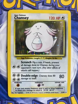 Pokemon TCG Chansey Base Set Holo Unlimited Rare Card 3/102 LP+ Condition - Image 1